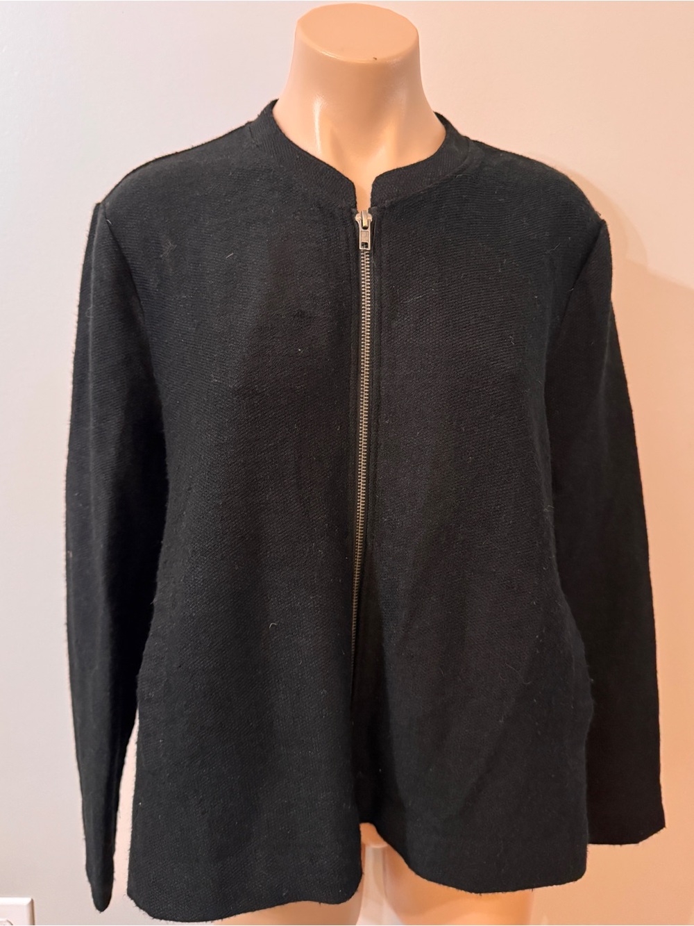 Jack by BB Dakota Black Basketweave Jacket Medium Gold Zipper Lightweight